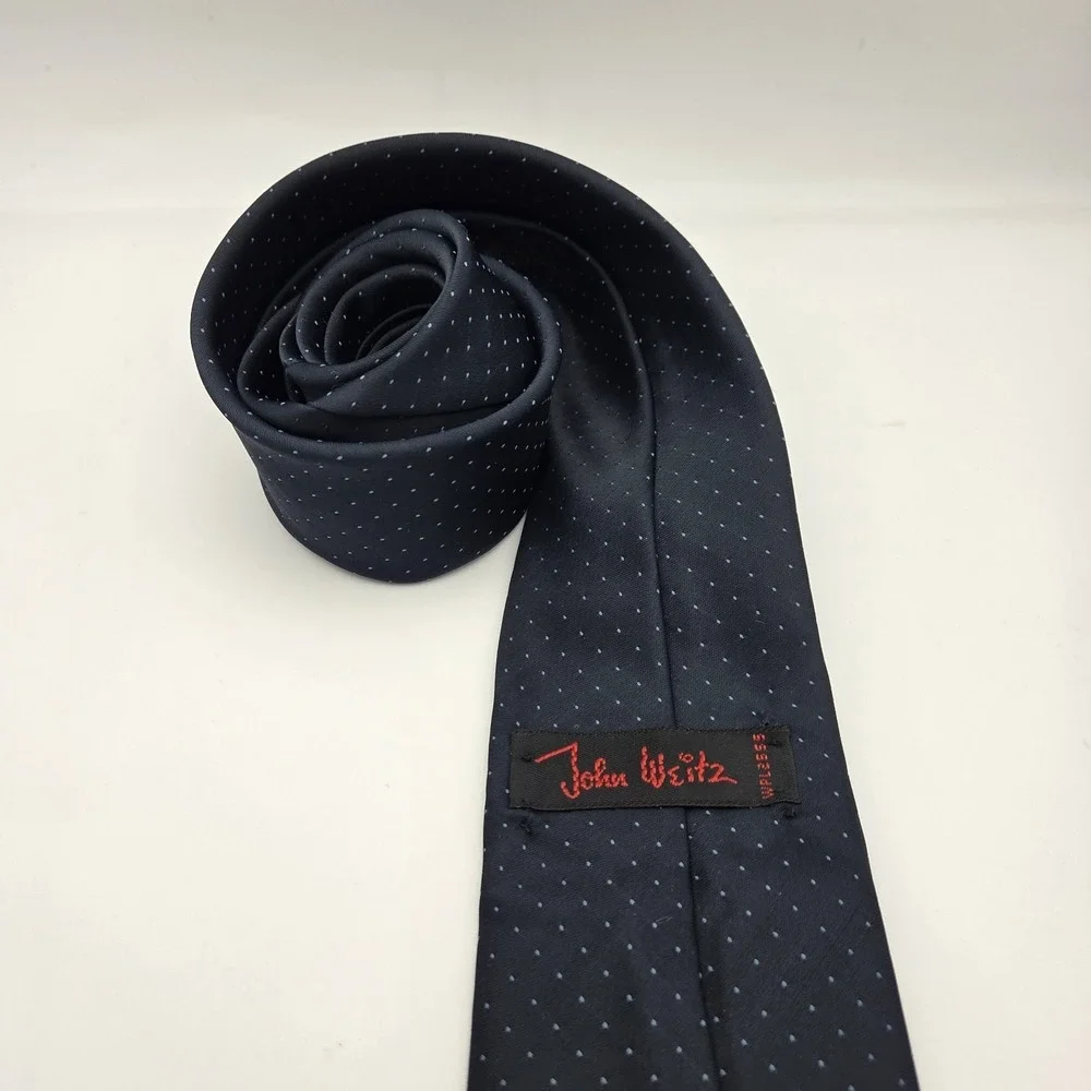 John Weitz Neck Tie Navy Blue With Small Polka Dots